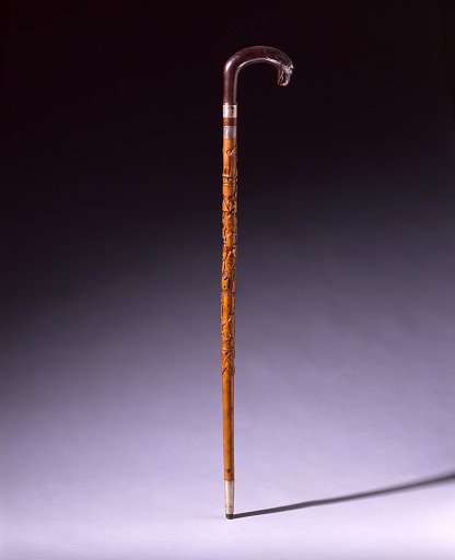 Cane with Eagle-Headed Handle and Diverse Emblems