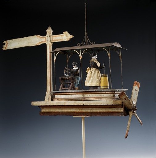 Whirligig with Woman Churning and Man Sawing