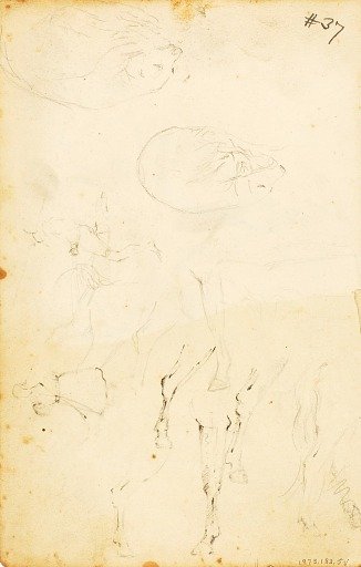 (Studies--figures, log, horse and rider, etc.)
