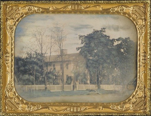[House with White Fence and Trees]