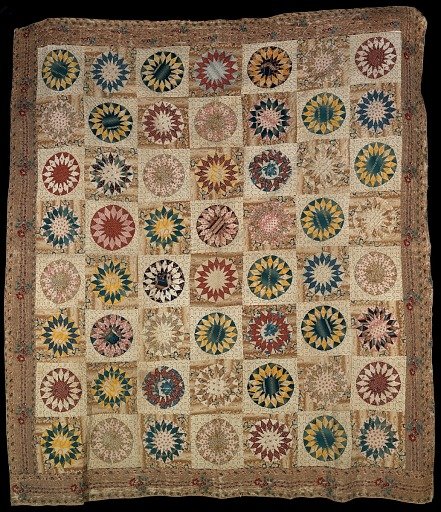 Pieced and appliqued quilt (Sunburst Variation)