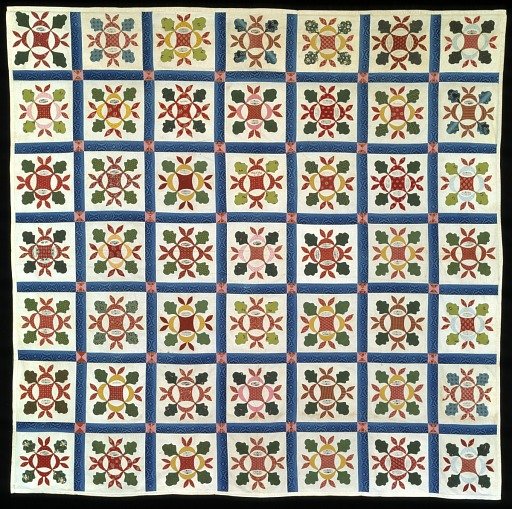Pieced and appliqued Friendship Quilt top (Hickory Leaf Variation)