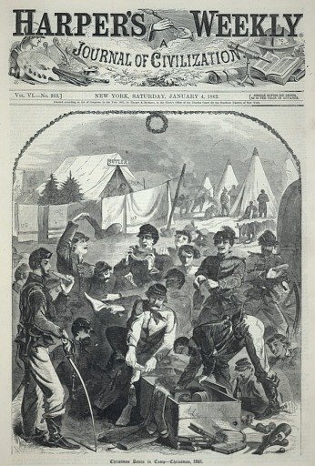 Christmas Boxes in Camp--Christmas, 1861, from Harper's Weekly, January 4, 1862