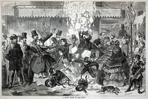 A Snow Slide in the City, from Harper's Weekly, January 14, 1860