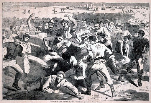 Holiday in Camp--Soldiers Playing "Football", from Harper's Weekly, July 15, 1865