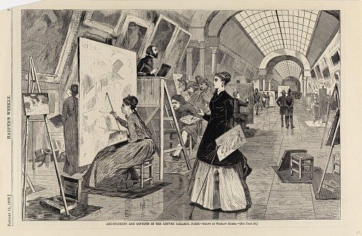 Art-students and Copyists in the Louvre Gallery, Paris, from Harper's Weekly, January 11, 1868