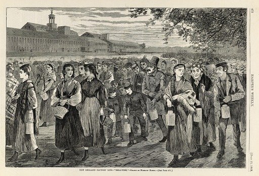 New England Factory Life--"Bell-Time", from Harper's Weekly, July 25,1868