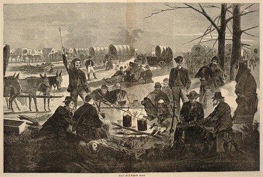 Halt of a Wagon Train, from Harper's Weekly, February 6, 1864