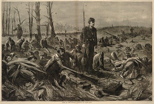 Army of the Potomac - Sleeping on their Arms, from Harper's Weekly, May 28, 1864