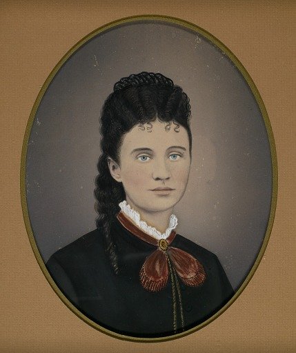 Young Woman Wearing a Maroon Fichu