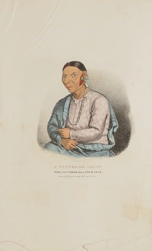 A Winnebago Woman; Wife of O'-CHECK-KA or Four Legs, from the Aboriginal Portfolio